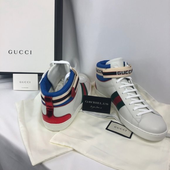 🥳💕HOST PIC💕🥳 Gucci Stripe Ace High- Top Sneakers NEW IN BOX - Picture 9 of 10